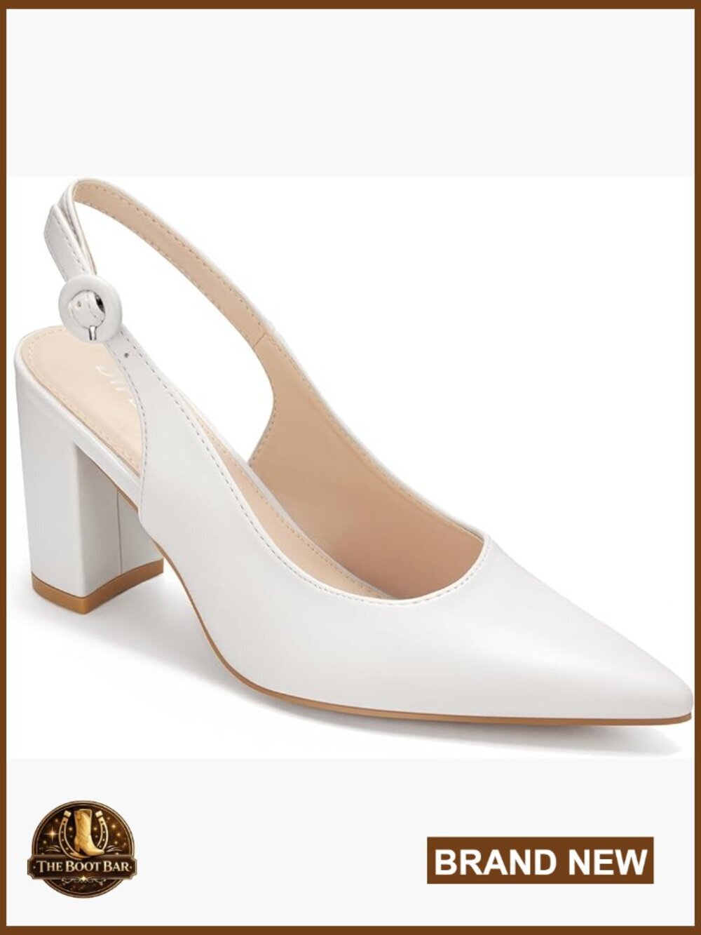 Slingback Pointed Toe Block Heels Pumps Chunky Heel Slip On Office Shoes